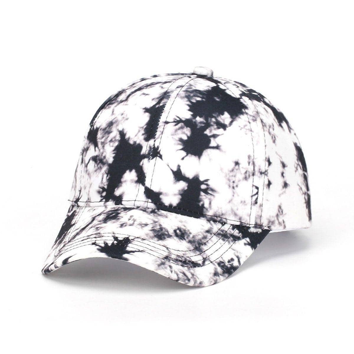 Adjustable Tie-Dye Baseball Cap - Black and White