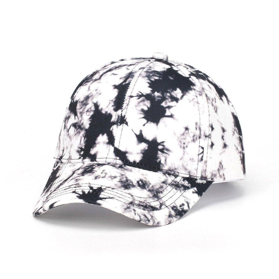 Adjustable Tie-Dye Baseball Cap - Black and White