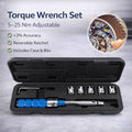 Adjustable Torque Wrench Set, 7 Piece with Interchangeable Heads, 5 to 25 Nm