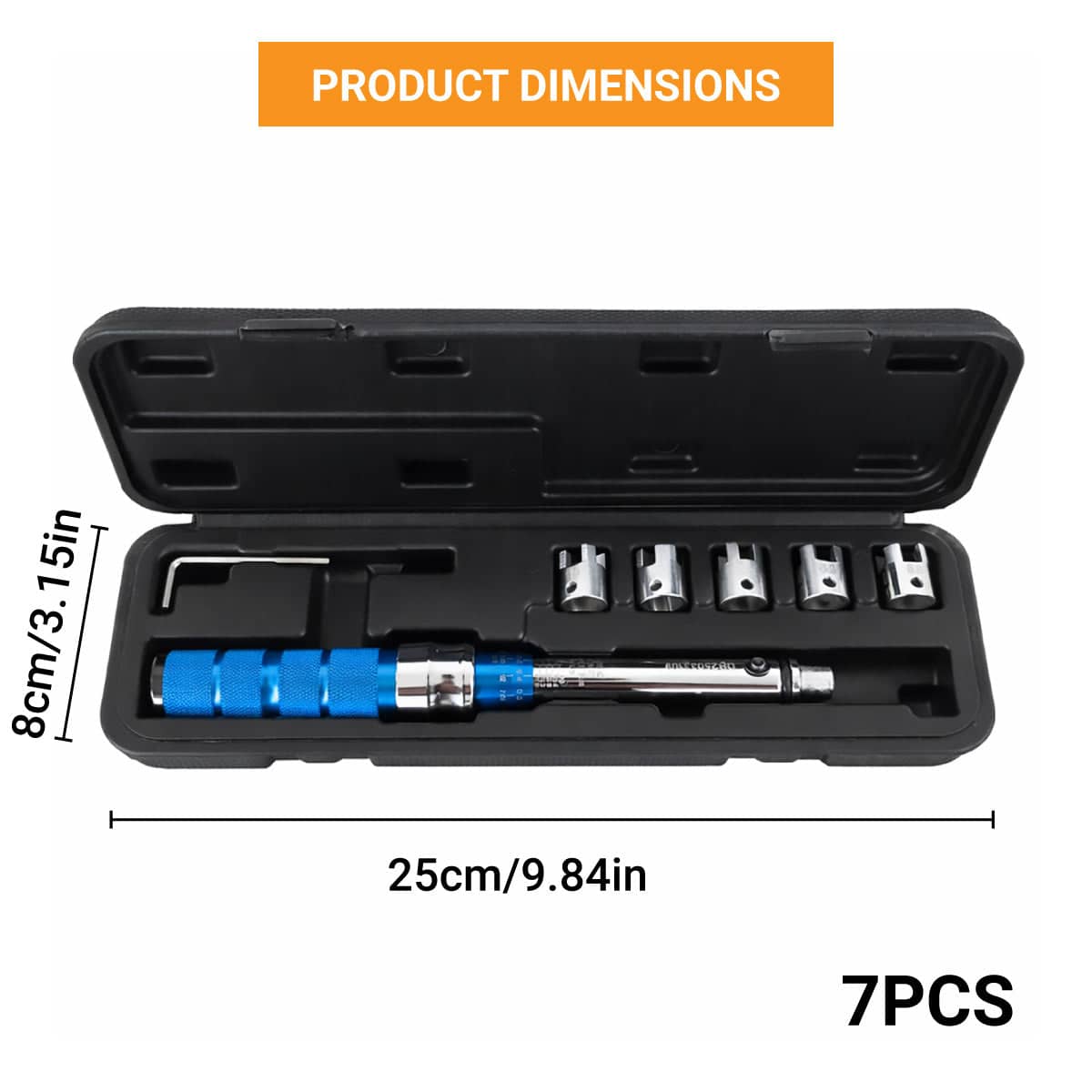 Adjustable Torque Wrench Set, 7 Piece with Interchangeable Heads, 5 to 25 Nm - view 3