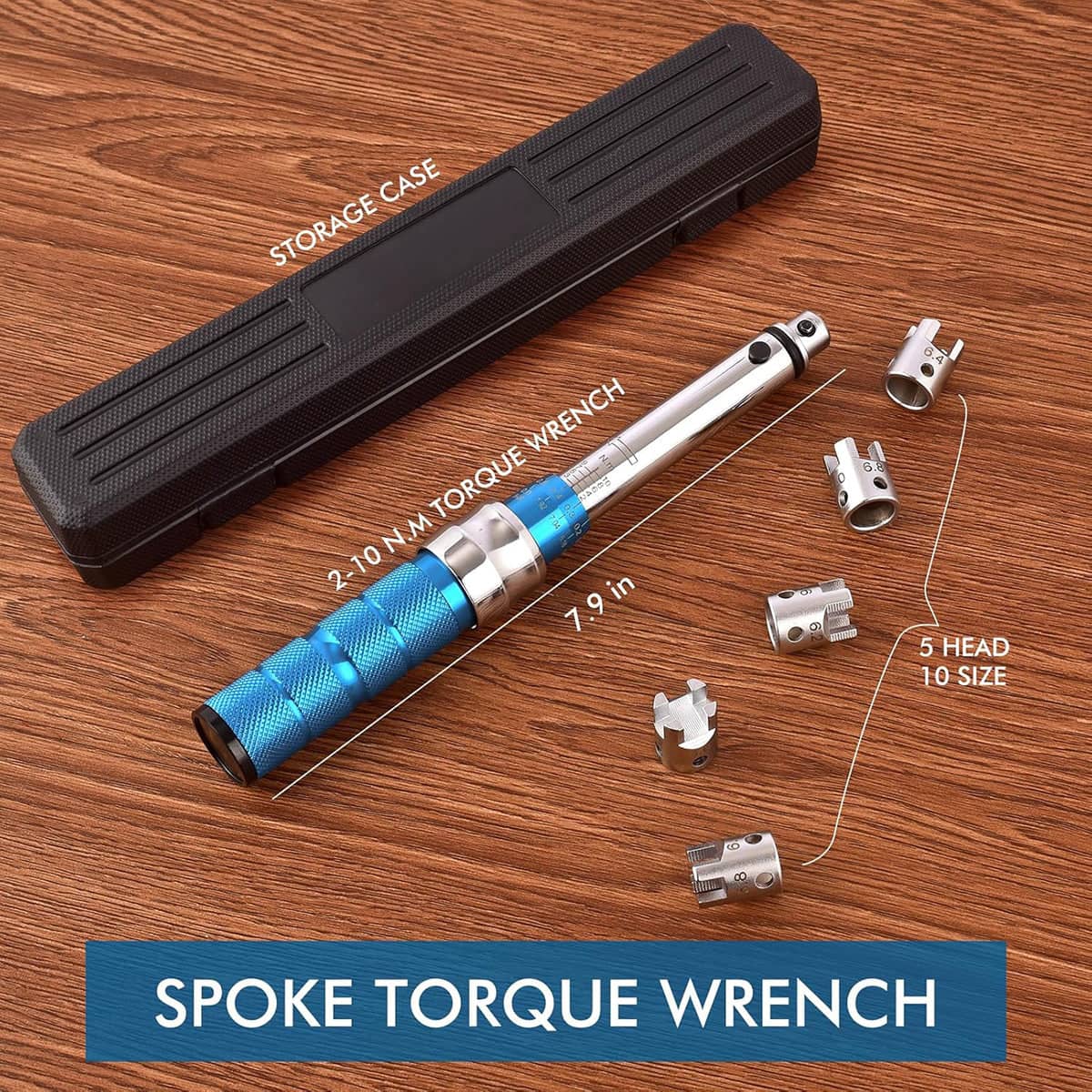 Adjustable Torque Wrench Set, 7 Piece with Interchangeable Heads, 5 to 25 Nm - view 4