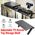 Adjustable TV Screen Top Storage Shelf, Tool Free Rack for Flat Screens - Black Carbon Fibre Look