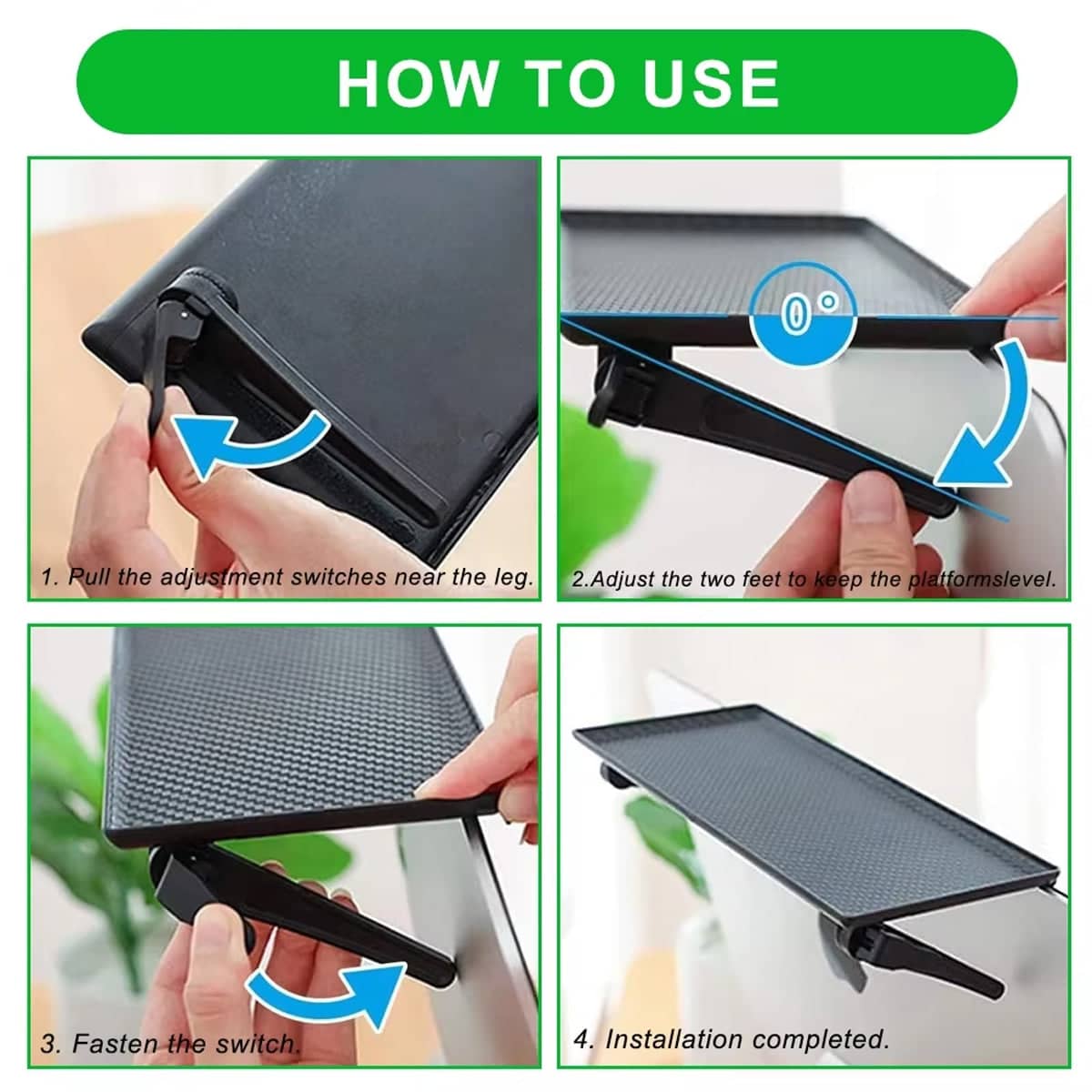 Adjustable TV Screen Top Storage Shelf, Tool Free Rack for Flat Screens - Black Carbon Fibre Look - view 4