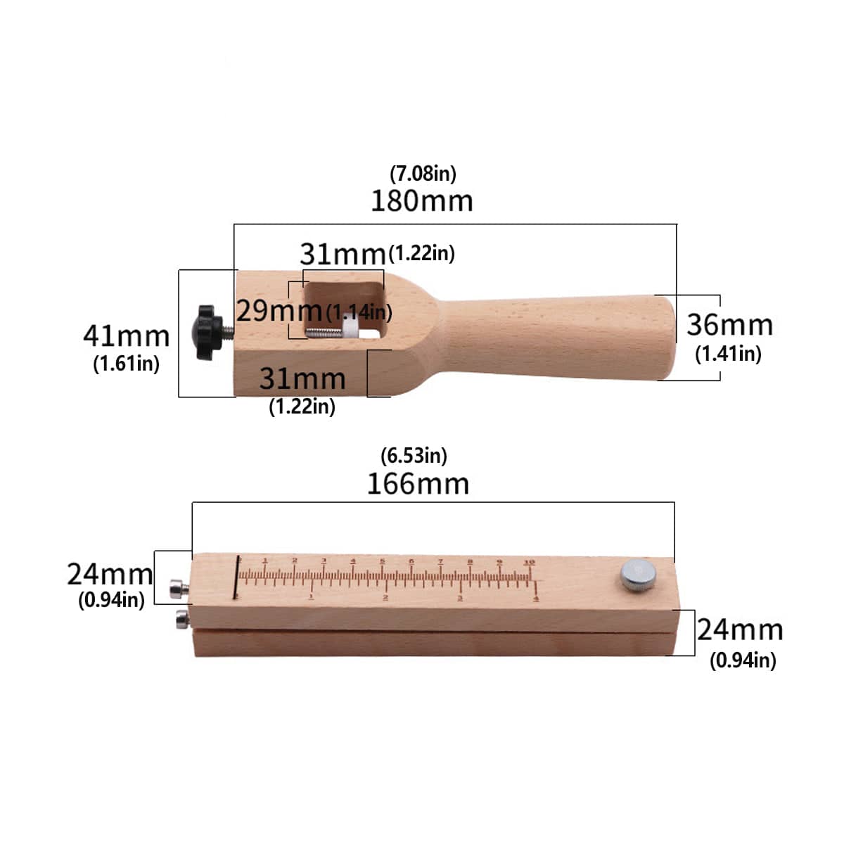 Adjustable Wooden Leather Strip Cutter with 5 Blades for Belts, Straps and Cords - view 3