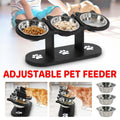 Adjustable Wooden Pet Feeder Bowl Rack for Cats and Dogs - 3 Piece Set
