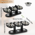 Adjustable Wooden Pet Feeder Bowl Rack for Cats and Dogs - 3 Piece Set - view 3