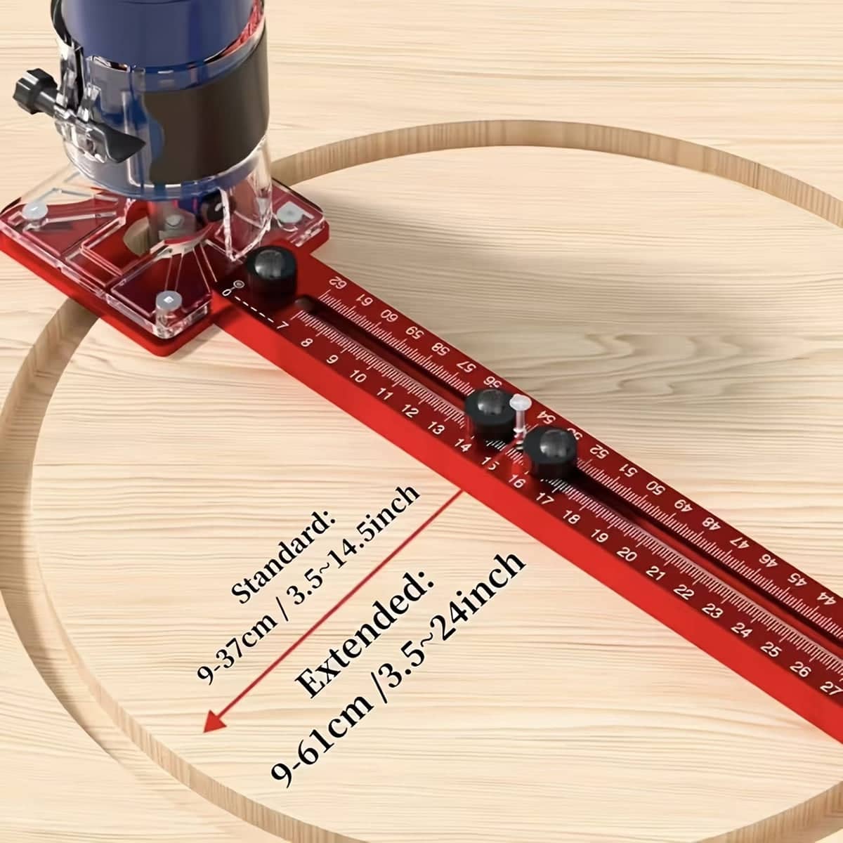 Adjustable Woodworking Router Jig for Circle and Straight Cuts - view 3