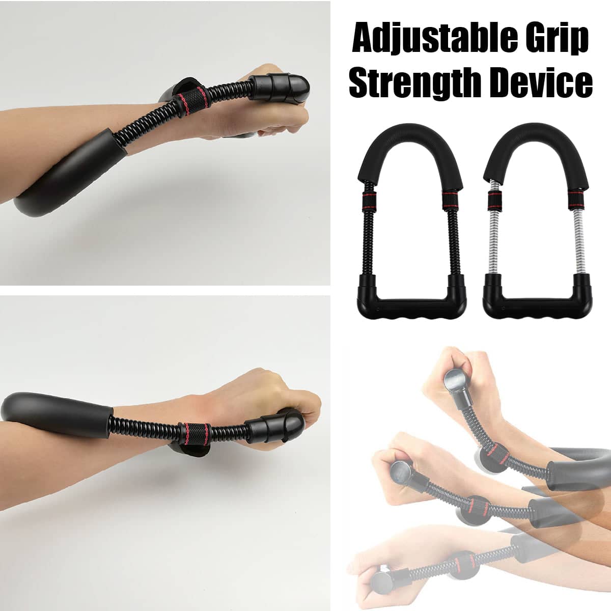 Adjustable Wrist Strengthener Grip Trainer, 3 Resistance Levels - Black - view 2