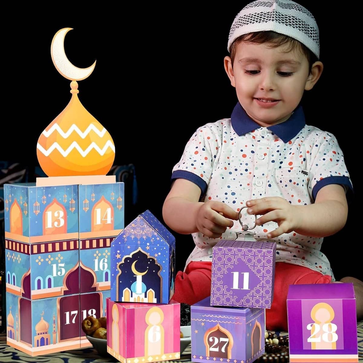 Advent Countdown Surprise Gift Boxes, Set of 30 with Gold Number Stickers - view 5