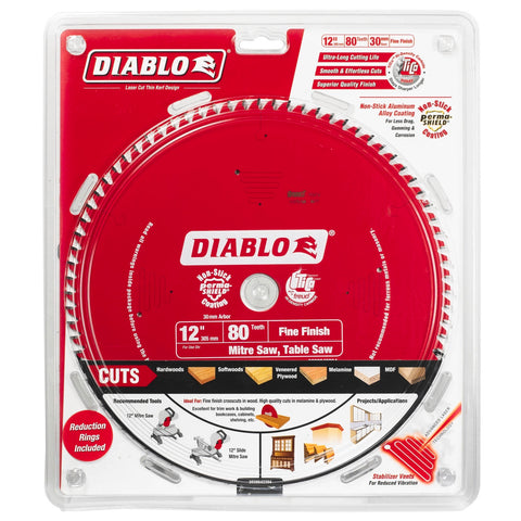Diablo 305mm 80T Fine Finish Mitre Saw Blade 30mm Arbor