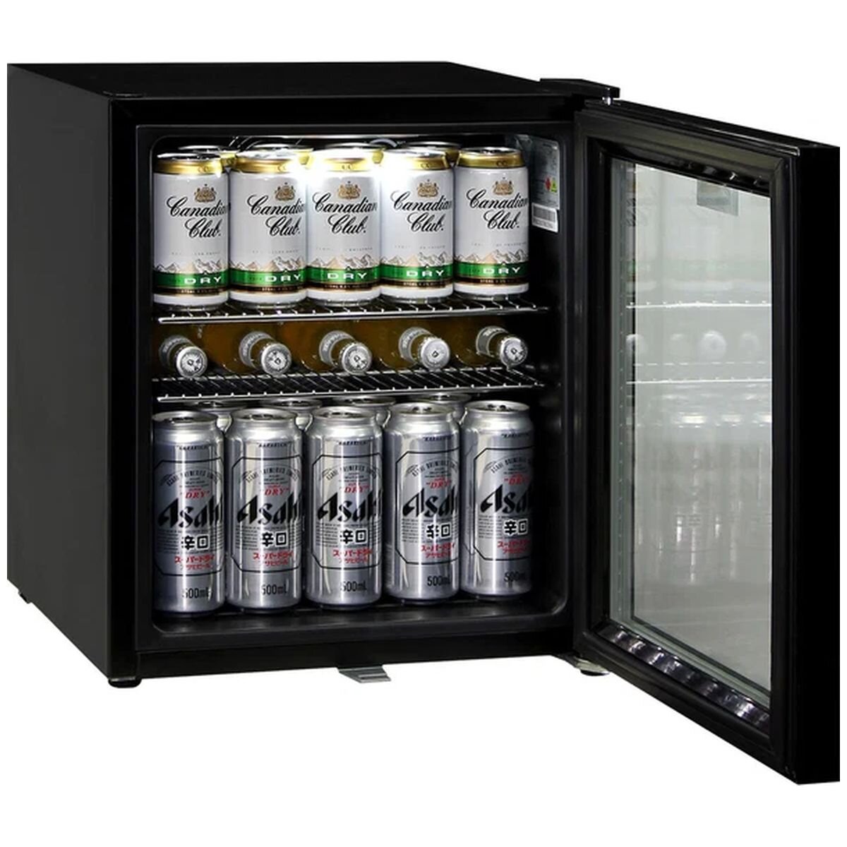 Schmick 50L Glass Door Mini Bar Fridge - Black, Lockable, Freestanding or Underbench - HUS-SC50AB
