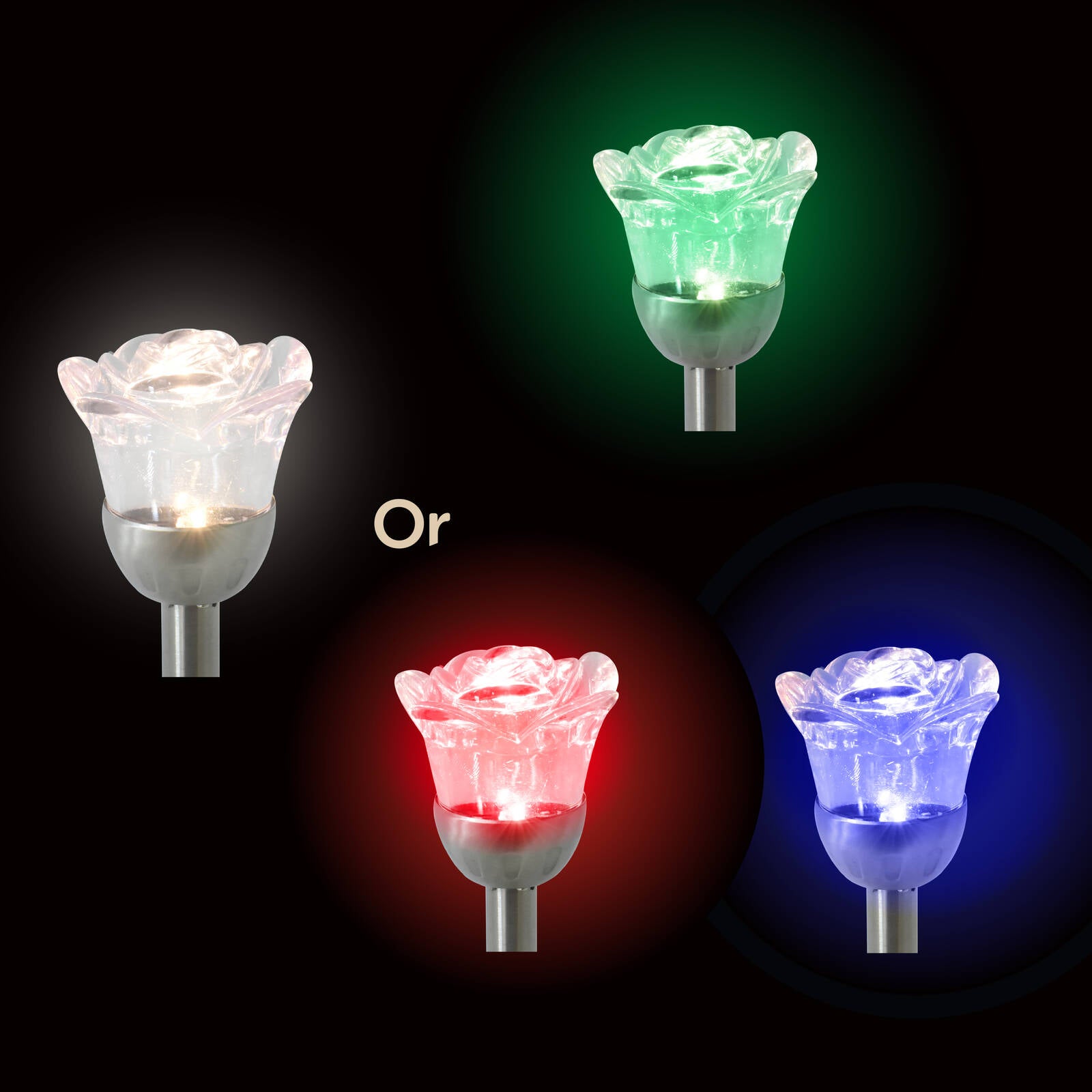 Click Rose Solar LED Pathway Light Stainless Steel