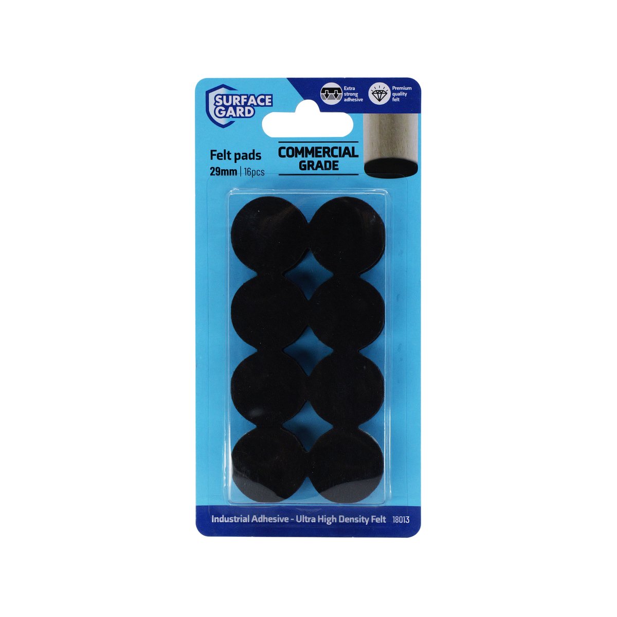 Surface Gard Floor Protection Pads - 29mm Round - Black - 16 Pieces - Minimise Noise & Vibration - SuperSaverAU - view 3