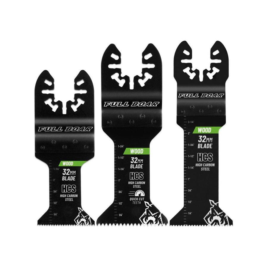 Full Boar Plunge Cut Multi Tool Blade Set - 3 Pieces - High Carbon Steel - 32mm & 38mm Blades - SuperSaverAU - view 1