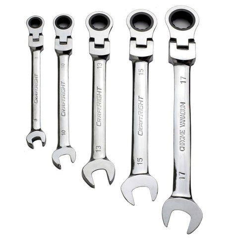 Craftright 5 Piece Flexible Ratchet Spanner Set - Steel - 8-17mm - Versatile - SuperSaverAU - view 1