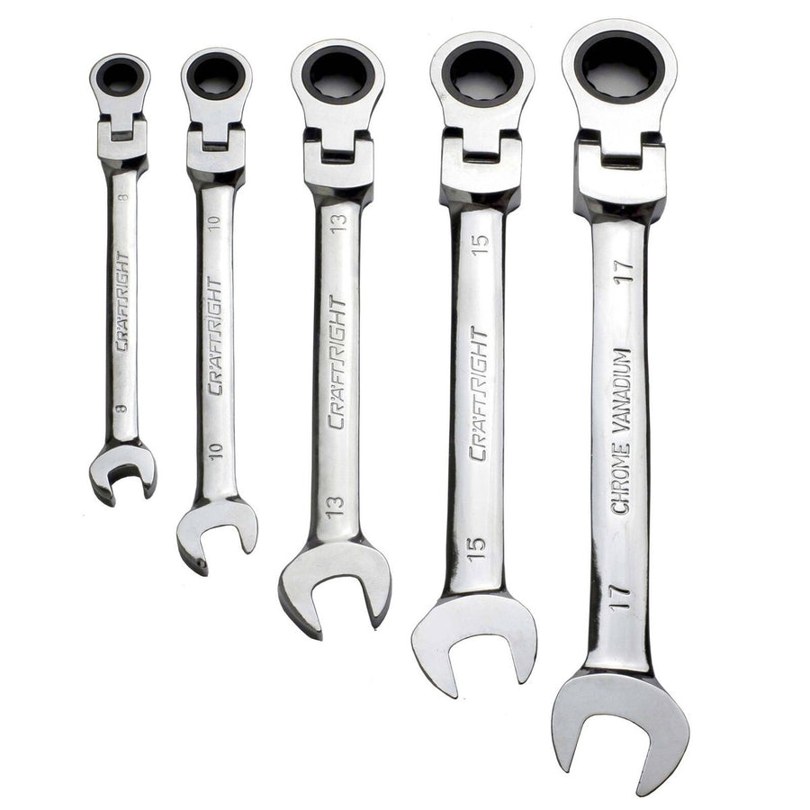 Craftright 5 Piece Flexible Ratchet Spanner Set - Steel - 8-17mm - Versatile - SuperSaverAU - view 1