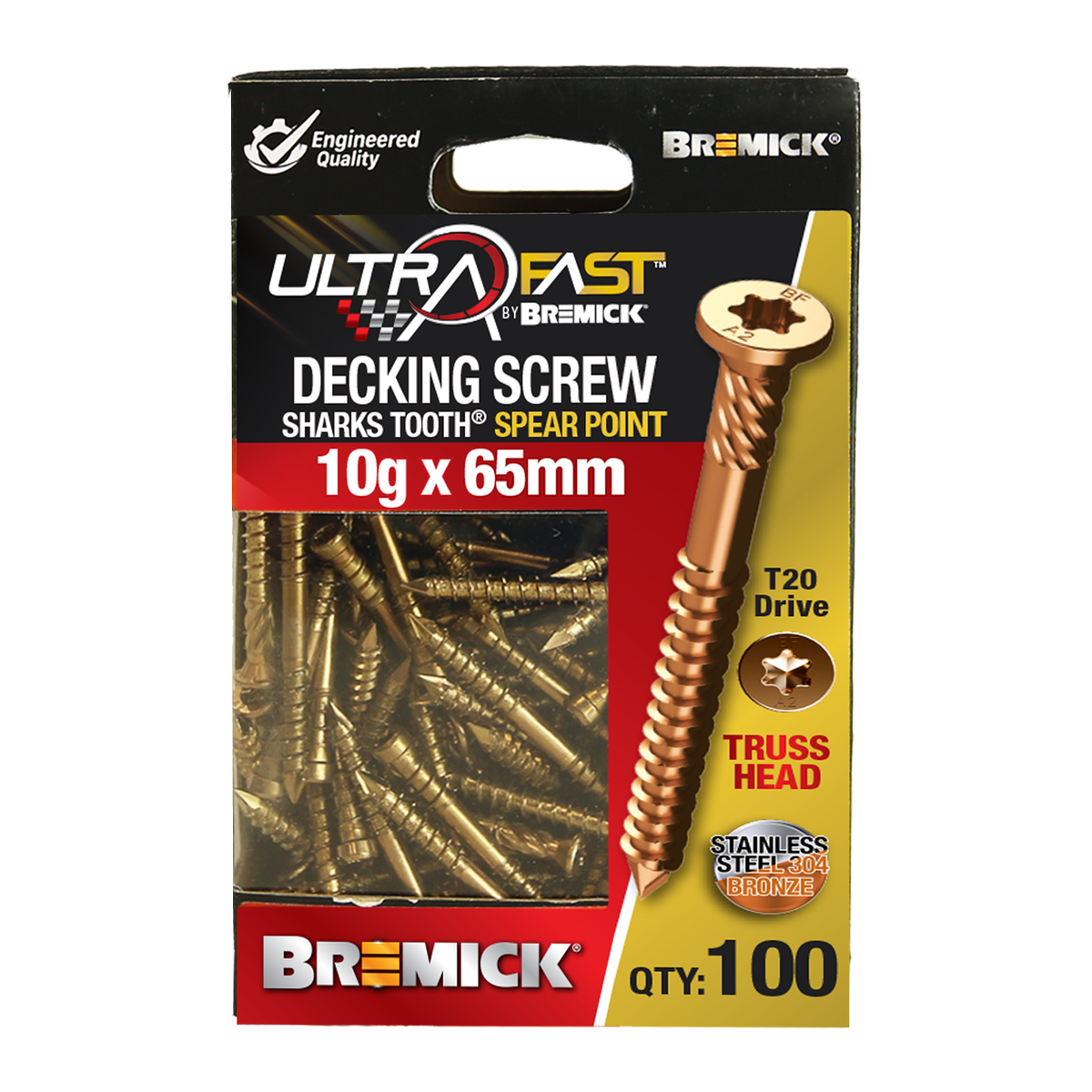 Bremick Ultrafast Truss Head Screws - 10g x 65mm - Stainless Steel 304 - 100 Pack - Quick Installation - SuperSaverAU - view 2