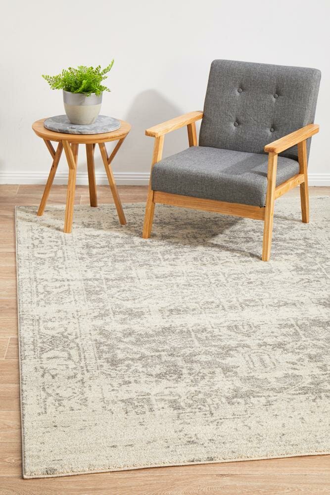 Rug Culture Evoke Extra Large Rug 330x240cm - White Silver Power Loomed Polypropylene - EVO253WSIL330X240