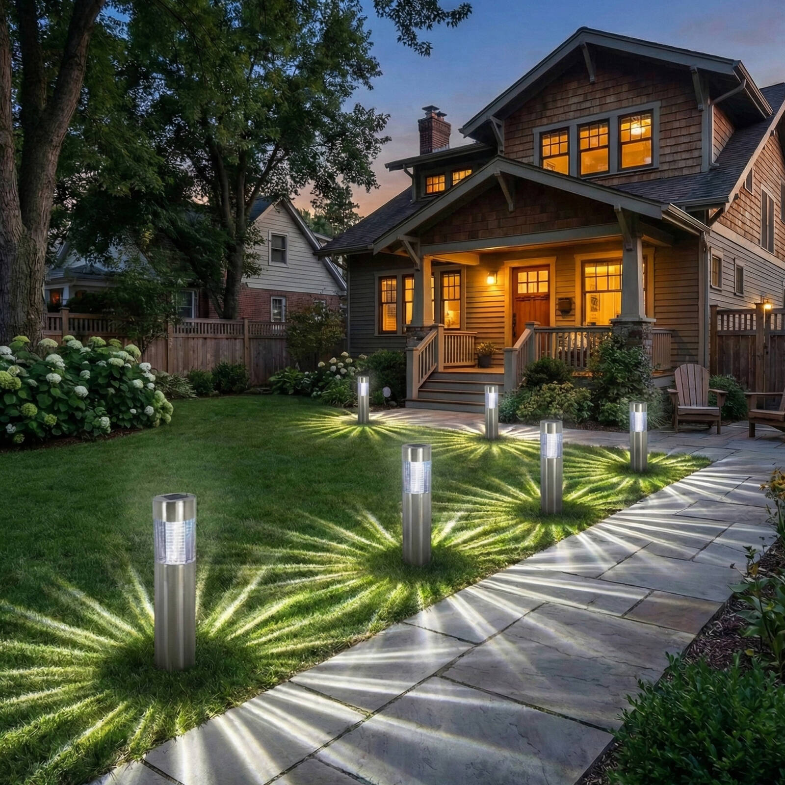 Click Aria Solar LED Bollard Light Stainless Steel