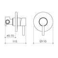 Flexispray Splash Bath and Shower Mixer Matte Black, Pin Lever, Round 110mm Cover Plate Wall Mount