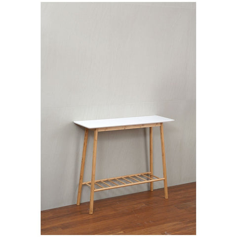 L.T. Williams Solid Bamboo Side Table with White Top - Modern Danish Look, Australian Designed - 9907
