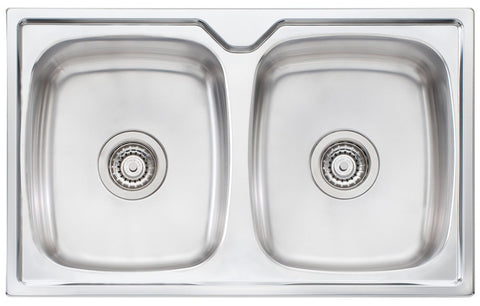 Oliveri Endeavour Double Bowl Topmount Sink - 17L Bowls, 304 Stainless Steel, Australian Made - EE64