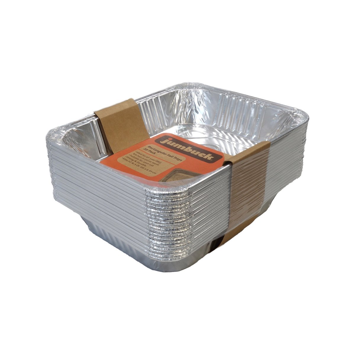 Jumbuck Rectangular Foil Trays - 20 Pack Aluminium 263mm Durable - SuperSaverAU - view 1