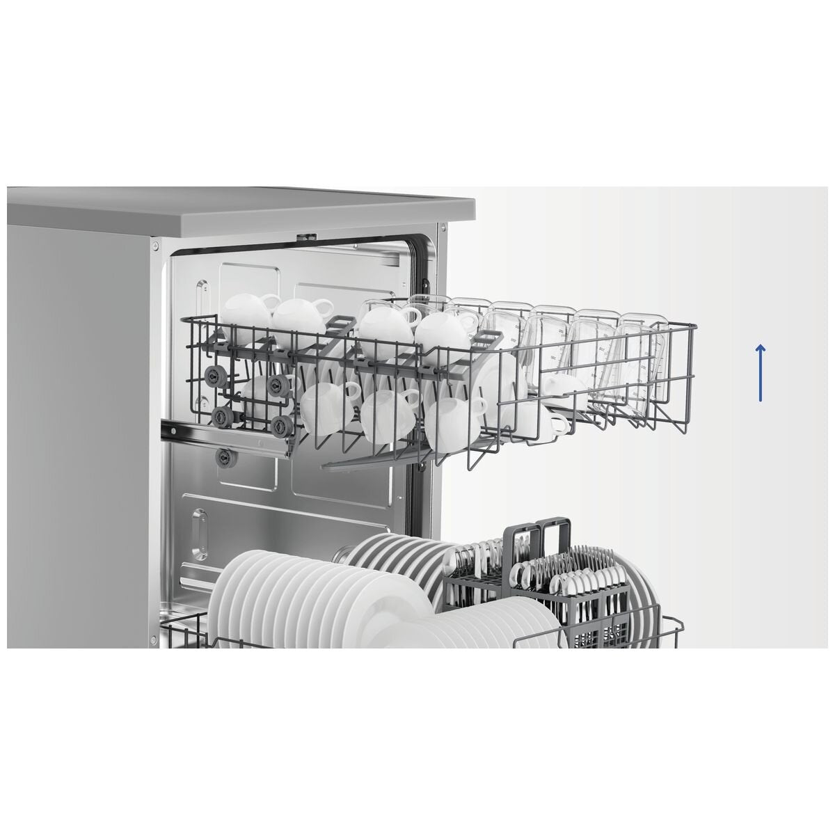 Haier 60cm 300 Series Freestanding Dishwasher - 13 Place Settings - Satina - Auto Wash Sensing - HDW13F0S1