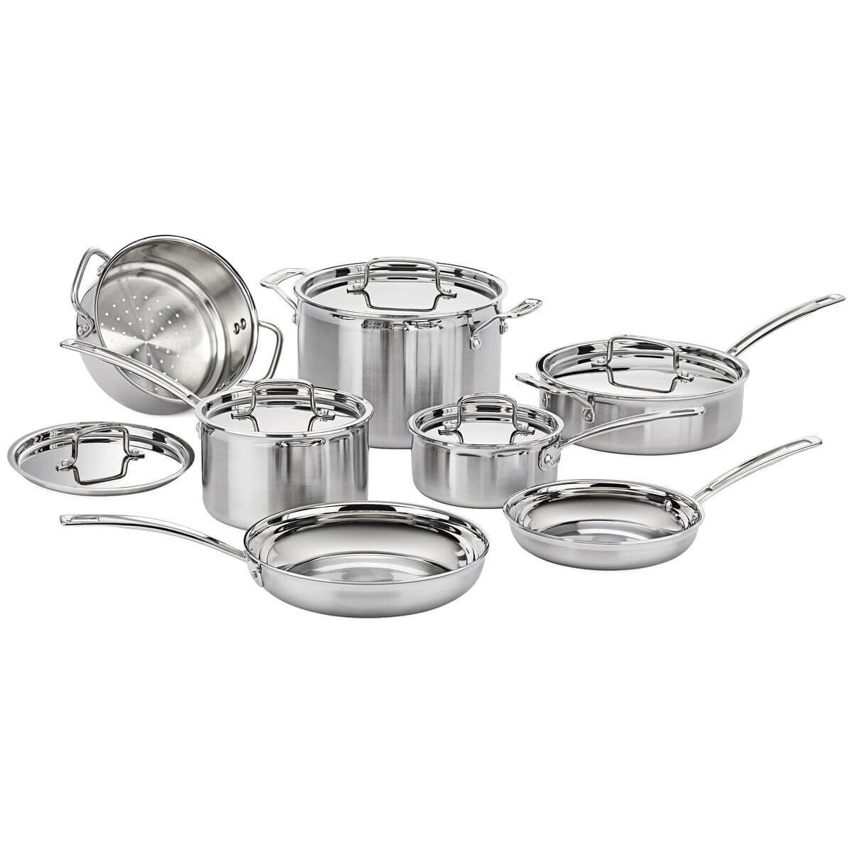 Cuisinart MultiClad Pro 12 piece cookware set - triple ply stainless steel, induction compatible - MCPS-12NXA