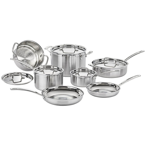 Cuisinart MultiClad Pro 12 piece cookware set - triple ply stainless steel, induction compatible - MCPS-12NXA