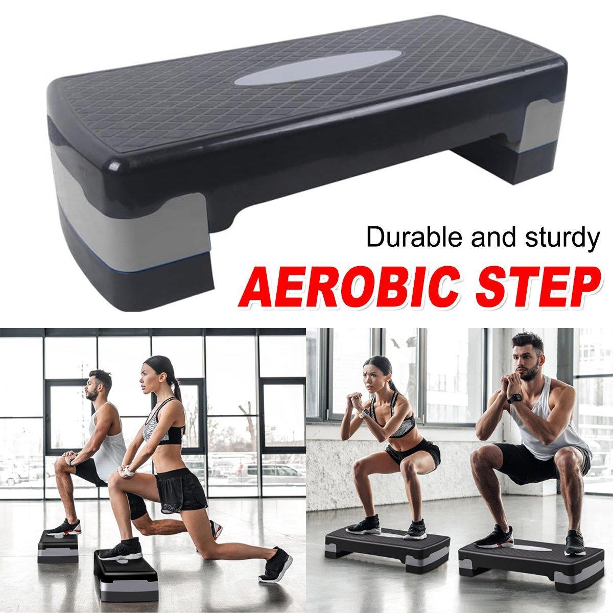 Aerobic Exercise Step Platform, Non-Slip Plastic Fitness Stepper - Black