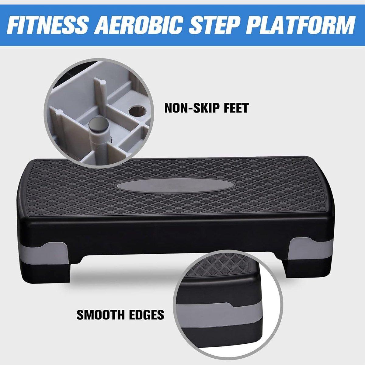 Aerobic Exercise Step Platform, Non-Slip Plastic Fitness Stepper - Black - view 5