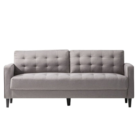 Zinus Benton mid-century 3 seater sofa - stone grey fabric, metal frame, tool-free assembly - AU-E7631G
