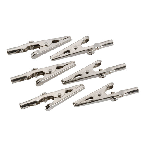 Projecta Alligator Test Clips 6 Pack - 50mm - Nickel-Plated - Silver - SuperSaverAU - view 1