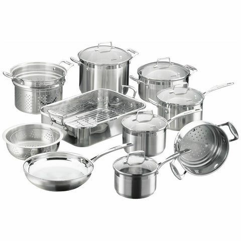 Scanpan Impact 10 Piece Cookware Set - 18/10 Stainless Steel, Glass Lid, Induction Compatible - 22040