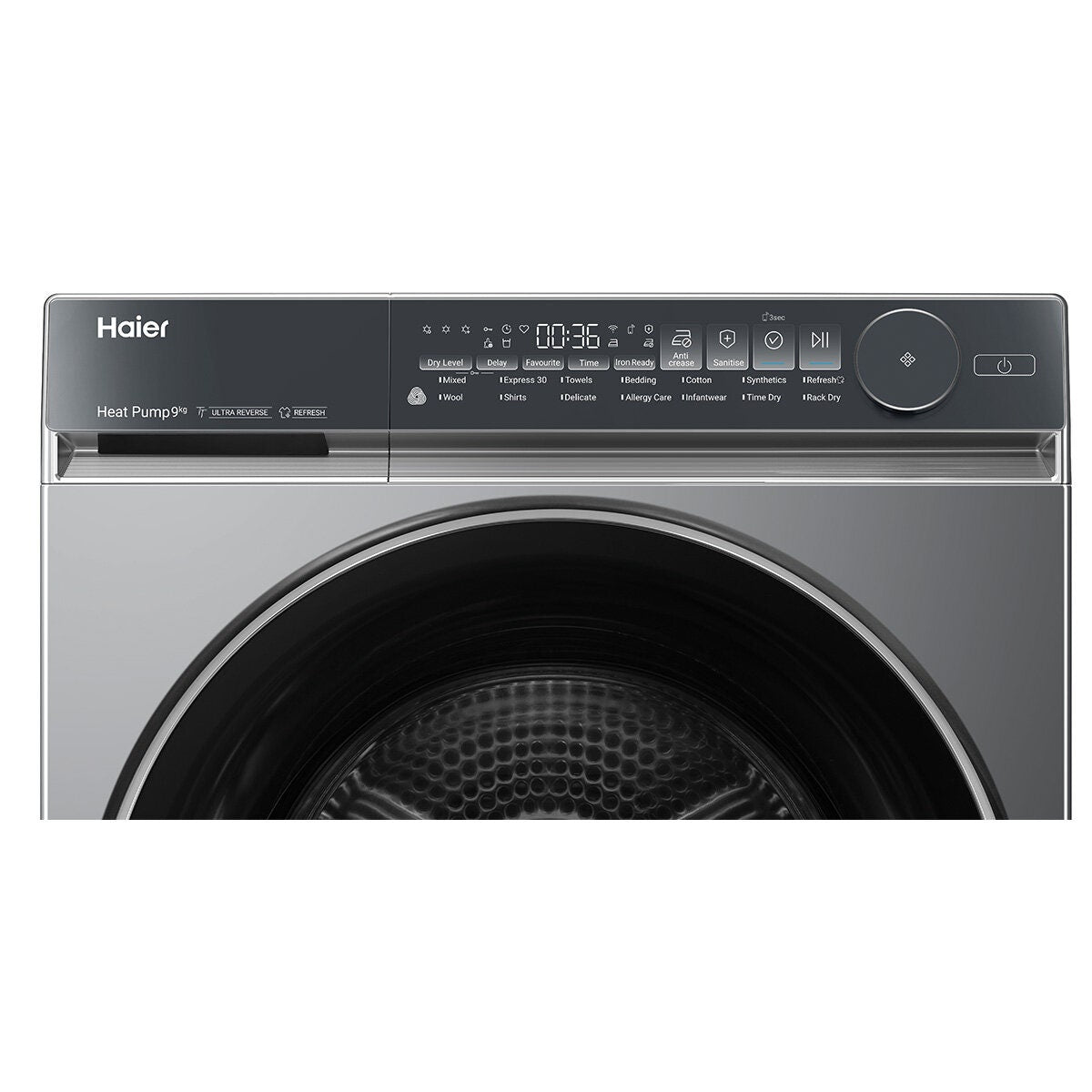 Haier 500 Series 9kg Heat Pump Dryer - Black, 9 Star Energy Rating, Steam Refresh - HDHP90NB1