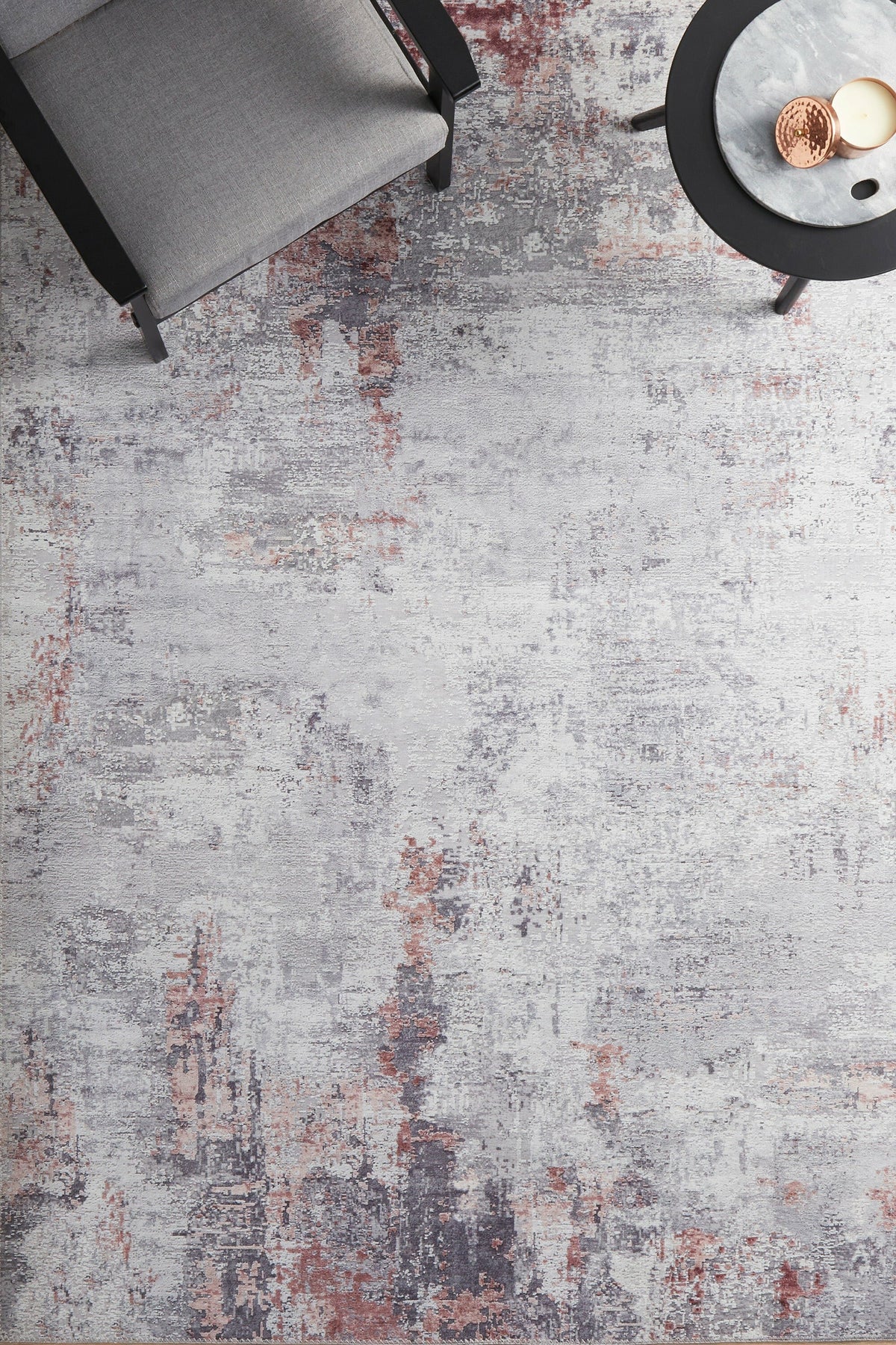 Rug Culture Illusions Large Power Loomed Rug 280x190cm - Silver and Blush Polyester - ILU156BLUSH280X190