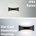 Arlec 8W 240V Black Marina CCT LED Exterior Wall Light, Weather Resistant Hardwired Outdoor ABL410BK