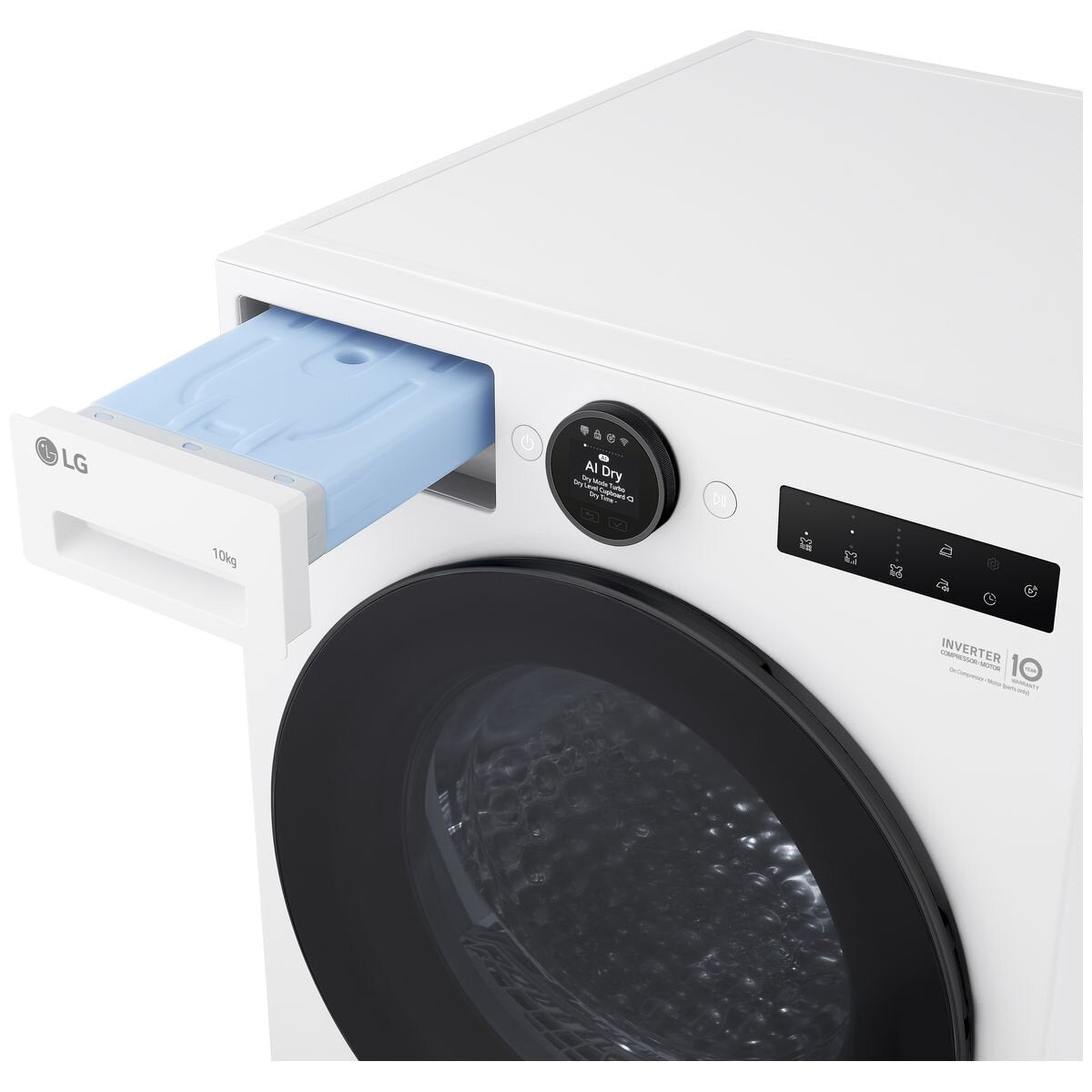 LG Series 9 10kg Heat Pump Dryer - White, 9 Star Energy Rating, Super Speed Drying - DXH9-10W