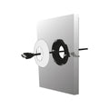 Deta Round Brush Wall Plate - 100mm x 100mm - White/Silver - Cable Management - SuperSaverAU - view 2