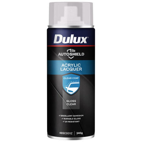 Dulux Autoshield Spray Paint - Gloss Clear Acrylic Lacquer 340g 0.34L - UV Resistant, Quick Dry - SuperSaverAU - view 1
