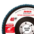Josco 125mm 40 Grit Zirconia Flap Disc for Fast Grinding & Weld Removal