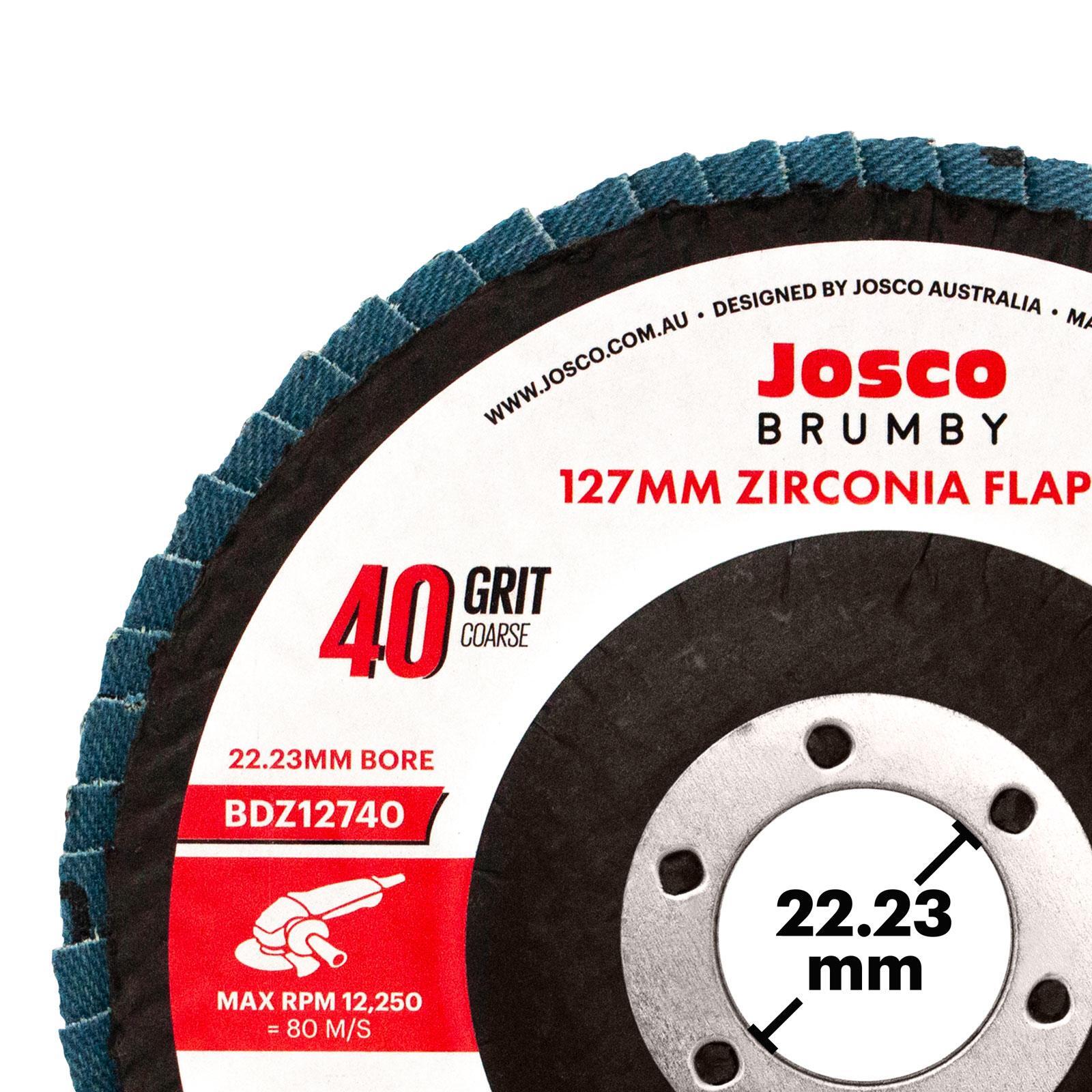 Josco 125mm 40 Grit Zirconia Flap Disc for Fast Grinding & Weld Removal