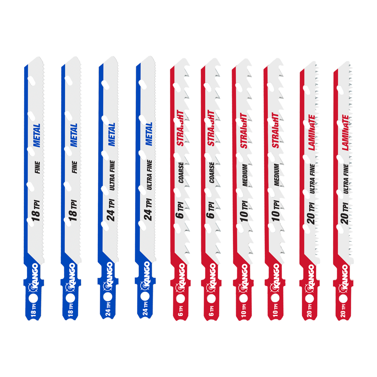 Kango 10 Piece All Purpose Jigsaw Blade Set - 102mm x 13mm x 124mm - Bi-Metal Blades for Timber & Metal Cutting - SuperSaverAU - view 2