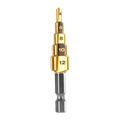 Ryobi 3 Piece Step Drill Bit Set for Metal & Plastic, Multi-Size Holes