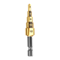 Ryobi 3 Piece Step Drill Bit Set - 5 Step (4mm-12mm) & 10 Step (3mm-22mm) - Titanium Nitride Coating - Precision Drilling - SuperSaverAU - view 2