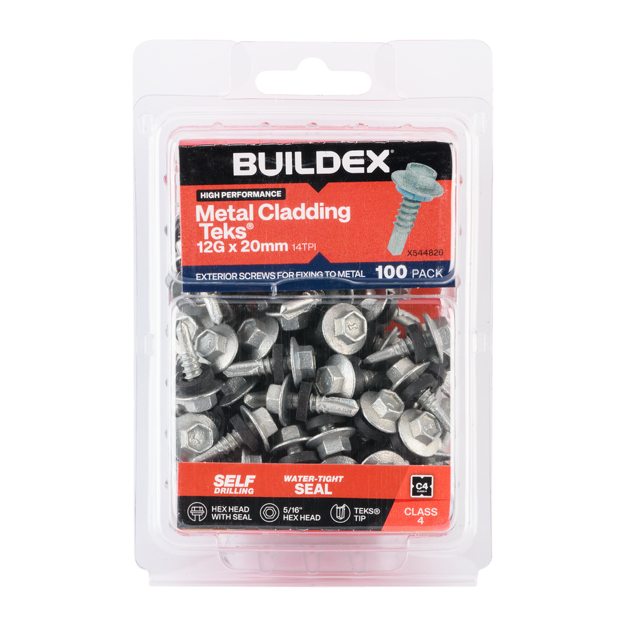 Buildex Cladding Fencing Teks Screws 12g x 20mm 100 Pack - Self-Drilling - Corrosion Resistant - SuperSaverAU - view 1