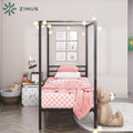 Zinus Patricia Single Metal Canopy Bed Frame in Black - Steel Frame, Underbed Storage - AU-CPBF-S
