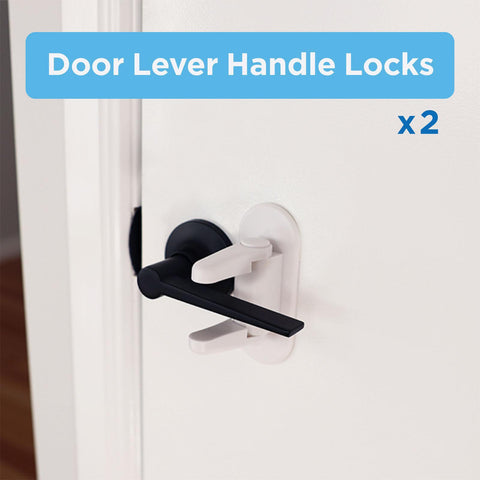 Perma Child Safety Door Lever Handle Lock 2 Pack White Plastic