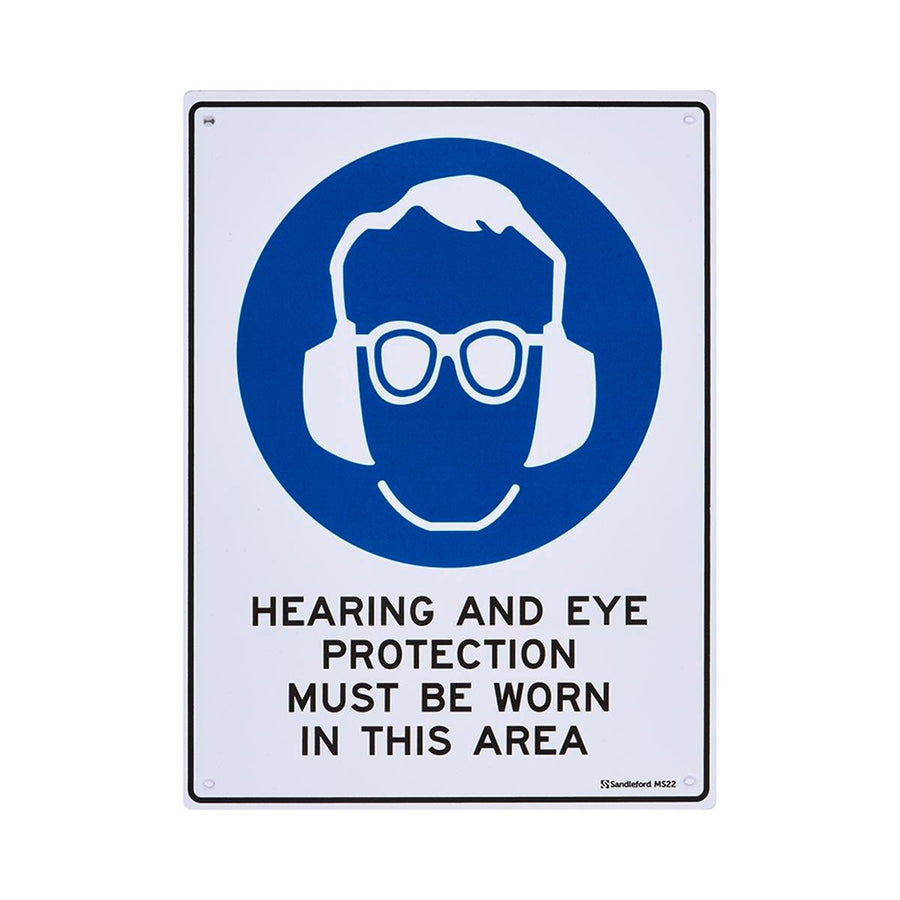 Sandleford Sign - 300 x 225mm - Polypropylene - Hearing & Eye Protection - SuperSaverAU - view 1